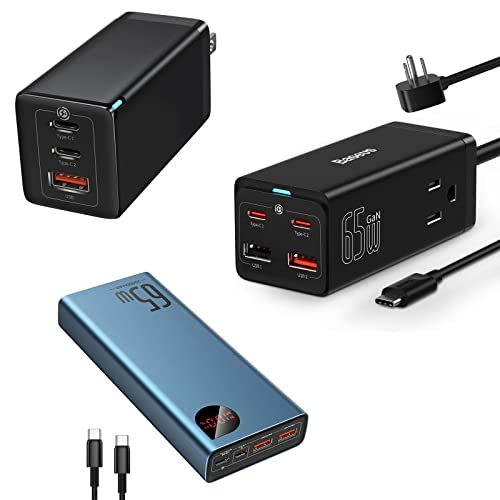 Baseus Power Bank, 65W 20000mAh & 65W USB C Charging Station & 65W 3