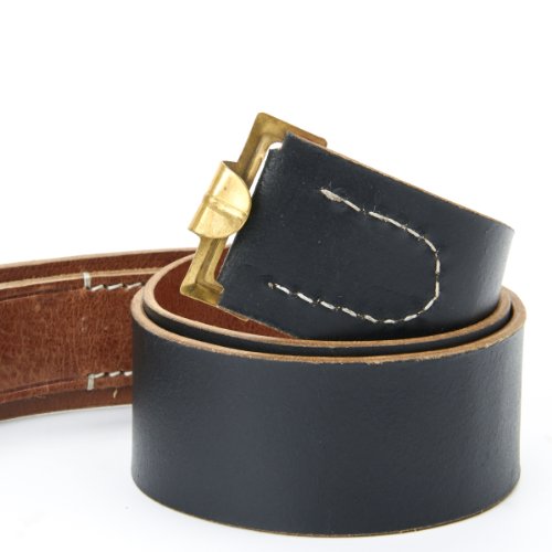 German WWII Wehrmacht Black Leather Equipment Belt- Size 44-48 (112-122cm)