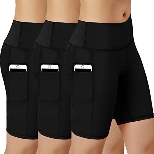 Women Performance Athletic Compression Shorts with Side Pocket Pack of 3