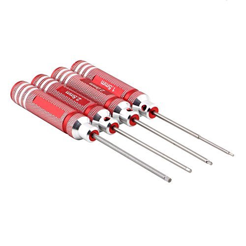 MOSTOP 4 Piece Wrench Set/Hex Screwdriver Repair Kit Including 1.5mm/2mm/2.5mm/3.0mm For R/C Helicopter/Smartphones/Laptops (Red)