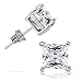 LUVAMI 18k White Gold Plated CZ Cubic Zirconia Square Princess Cut 7mm 1.25 Carat Studs Earrings Gift Box Included - Mens Womens Children Fashion Jewelry, Bridesmaid Groomsmen Gifts