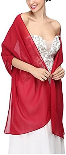 SZMX Burgundy Women's Soft Chiffon Bridal Shawls Scarves Wraps for Evening Dresses