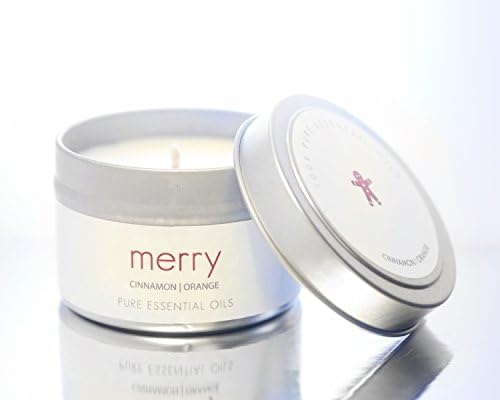 The Pure Candle * HOLIDAY CANDLE MERRY CANDLE, Vegan Candle * Aromatherapy Soy Candle, Scented Candle with CINNAMON ORANGE Pure Essential Oils Candle, Made in USA, VEGAN Certified