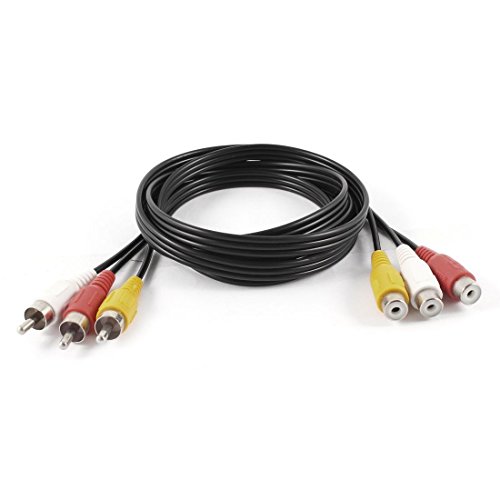 Electronic Accessories 1.5M Length 3 RCA Male to Female M/F Audio Av Aux Video Cable Cord