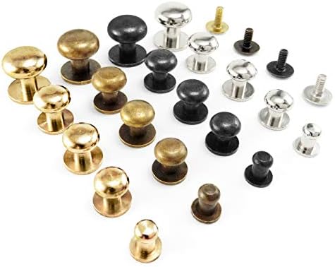 Green Grizzly - Pack of 10 - Sam Brown Button Screw Studs Round Browne Rivets 5 8 9 10 13 mm (5 mm - B7Z, Oxide Black)