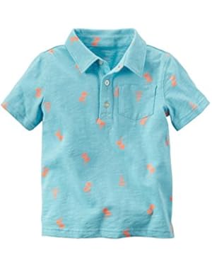 Boy Palm Tree Polo Shirt. Turquoise, 3m