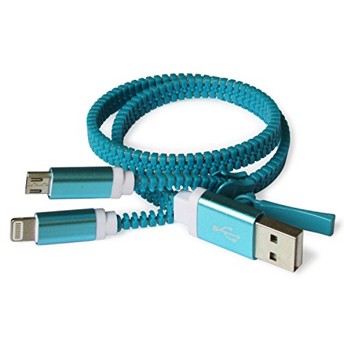 Generic 2 in 1[Micro USB+Lighining Connectors]USB 2.0 Zipper Data Cable Cord Universal Extender ,Premium 1.3ft Sync and Charge for iPhone 6/6s/5/5s/iPad/iPod/Samsung/Galaxy/other Smartphones/Tablets