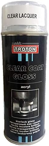 Troton Clear Varnish Spray 1 x 400 ml Gloss Spray Paint Clear Coat Car Paint 1K Gloss Spray Can Gloss