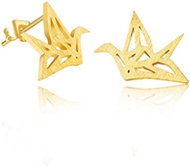 Jew: Stainless Steel Bird Aretes De Mujer Cute Tiny Origami Crane Charm Stud Earrings Boho Jewelry Christmas Gift