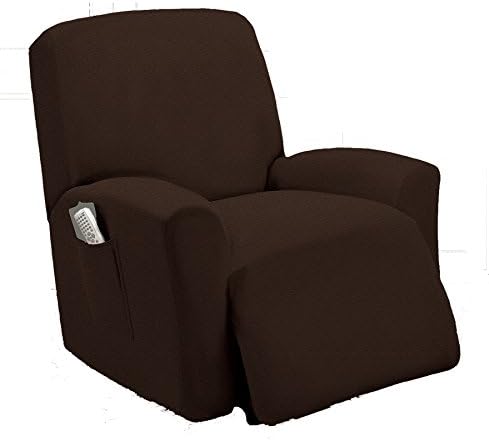 Queen Linens One Piece Stretch Recliner Slipcover, Stretch Fit Furniture Chair Recliner Lazy Boy Cover Slipcover, Stella (Dark Brown/Coffee)
