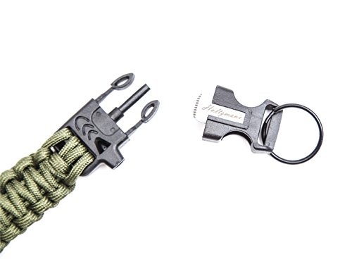 Holtzman’s #1 Best paracord keychain carabiner survival tool (Green Carabiner)
