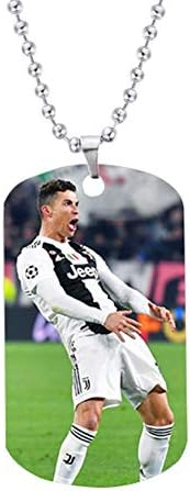 World Cup Football C Ronaldo Stainless Steel Military Necklace for Ronaldo Fans Unisex Celebrity Alloy Pendant Style A