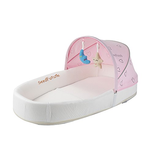 Summer Baby Infant Bassinet Crib Travel Bed Sleeper Mattress Lounger Cradle Newborn Portable Gift (Pink)