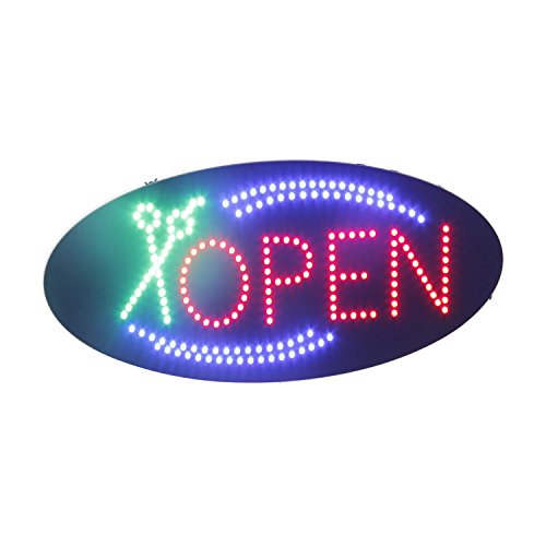 Barber Shop Sign Super Bright Flashing Animated LED Open Sign for Business Shop Window Decor with Scissors Electric Advertisement Display Billboard (27 x 15 inches)
