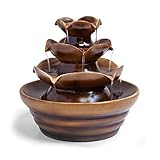 SereneLife 3-Tier Water Fountain Decoration - Cool Indoor Outdoor Portable Electric Tabletop Decorative Zen Meditation Waterfall Decor Kit Includes Submersible Pump & Power Adapter - SLTWF10