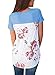 HOTAPEI Women Summer Casual Floral Print Short Sleeve Criss Cross Shirts Blouse Tops Pink Large