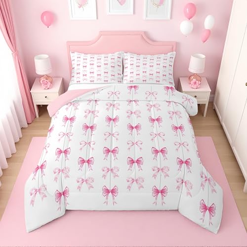 Erosebridal Pink Bow Toddler Comforter Set