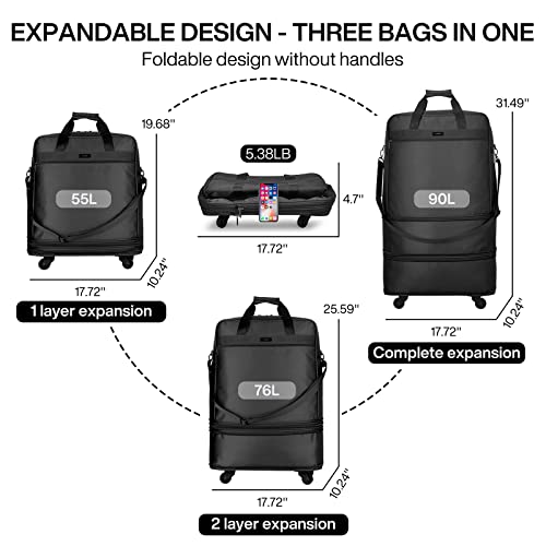 Hanke Expandable Foldable Luggage Suitcase Ripstop Rolling Travel Bag