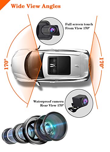 1080P 9.66" Full Touch IPS Screen Car DVR Stream Media Rear-View Mirror Monitor with Front and Rear Double Recorder HD Camera Waterproof Night Vision&GPS Tracking