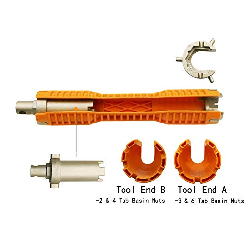 IRmm (8-in-1) faucet and sink installer,multi-purpose wrench plumbing tool for Toilet Bowl/Sink/Bathroom/Kitchen Plumbing and more (orange)
