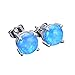 JunXin Three Color Round Cut Opal Stud Earring 7.5MM (Blue)