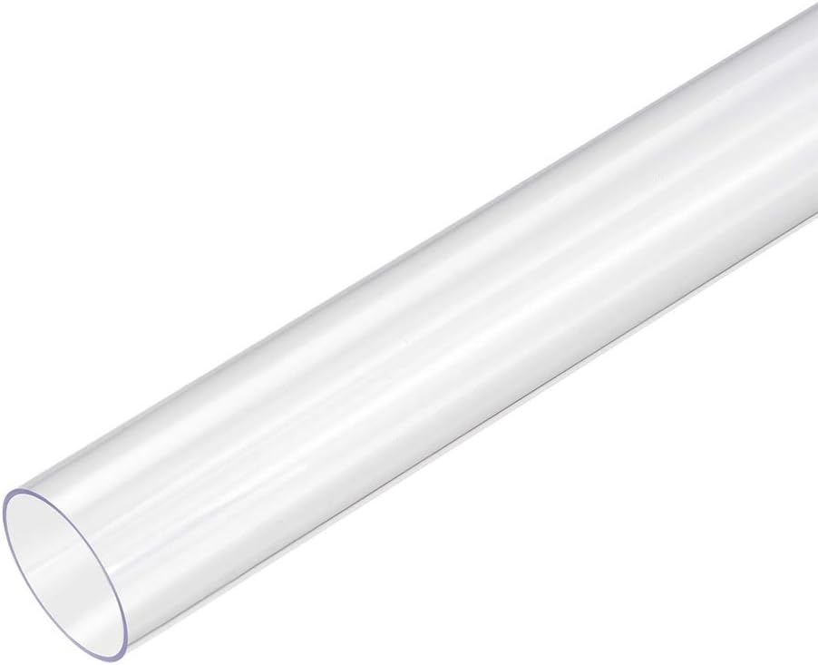 sourcing map PVC Rigid Round Clear Tubing, 30mm ID x 32mm OD, 0.5m