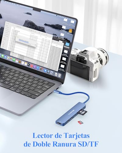 LENTION USB C Hub HDMI 4K@60Hz, PD 100W, SD/TF Card Reader, USB 3.0 & 2.0, 7 in 1 USB C Adapter for MacBook Pro/Air 2026-2016, New iPad Pro, Surface, iPhone 17 Plus Pro MAX and More (Blue)