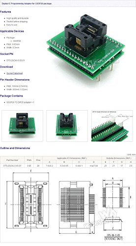 Waveshare SSOP20 TO DIP20 (B) TSSOP20 Enplas IC Test Socket Programming Adapter 0.65mm Pitch