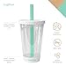 Eco-Friendly Boba/Milk/Bubble/Pearl Tea 16oz Plastic Tumbler with Wide-Angle Straw (White)