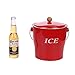 T686 Vintage Red 4L Metal Double Walled Ice Bucket Set/Home Kitchen Gifts With Lid/wooden Handle And Scoop