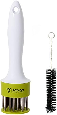 Spring Loaded Meat Tenderizer with 24 Stainless Steel Blades Plus Cleaning Brush