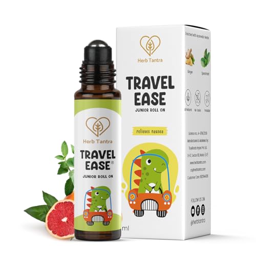 Travel Ease Junior Kids Roll-On | Anti-Nausea Aromatherapy for Motion Sickness and Vomiting | for Car, Sea, Air Travel |All-Natural Non Drowsy