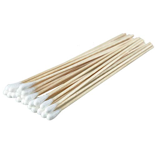 Pomeat 6 Inch Long Cotton Swab Single Tip Gun Cleaning Swabs Wooden in Storage Case for Arts and Crafts, Jewelry, Precision Instruments