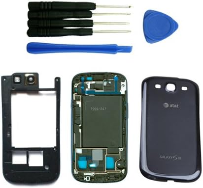 Samsung Galaxy S3 i747 Full Housing Case Front And Mid Plate And Back Bezel Panel Cover Replacement Part Blue