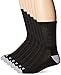 PEDS Men's 6 Pack Cushion Crew Socks with Coolmax, Black/Light Grey Heather, 6-12.5