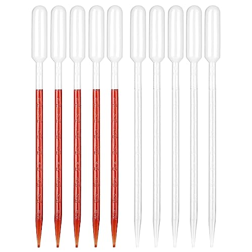Hyber&Cara 20Pcs 10ml Transfer Plastic Dropper Pipette Transparent Graduated Disposable Pasteur Pipette for Liquid