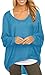 UGET Women's Sweater Casual Oversized Baggy Off-Shoulder Shirts Batwing Sleeve Pullover Shirts Tops L Multicolor Blue