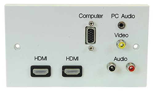 PRO SIGNAL 2 Gang Multimedia Wall Plate – 2x HDMI, VGA, Phono Audio/Video, 3.5mm Jack – UK AV Faceplate – PELR0067