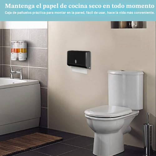 THATSRAD Hand Paper Dispenser Holds 200 Towels/225 mm x 75 mm Paper Dispenser Wall Towel Antibacterial Toilet Paper Dispensers, Bathroom Towel Dispenser (27 x 20.5 x 10 cm)