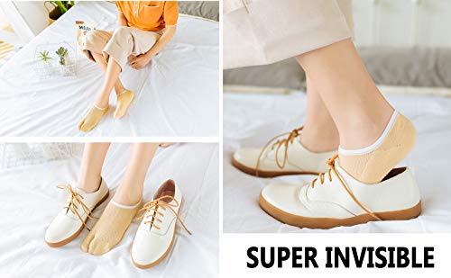 Women No Show Tabi Split Toe Socks Footies Low Cut Flats Non Slip Shoe Liner
