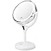 KEDSUM 1X/10X Double Sided Lighted Makeup Mirror, 360 Degree Swivel Tabletop Vanity Mirror,Cosmetic Regular/Magnifying Mirror with Lights, Dimmable Touch Button,Dual Power Supply