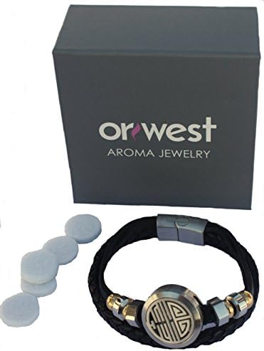 Men's Wellness Bracelet Black Leather Surgical Steel Aragorn Aromatherapy Jewelry