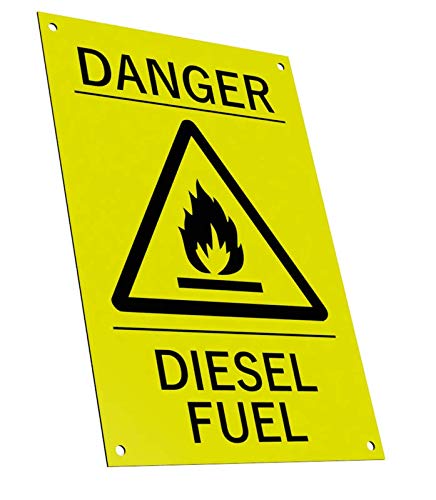 High Visibility Yellow and Black Danger Diesel Fuel Safety Sign