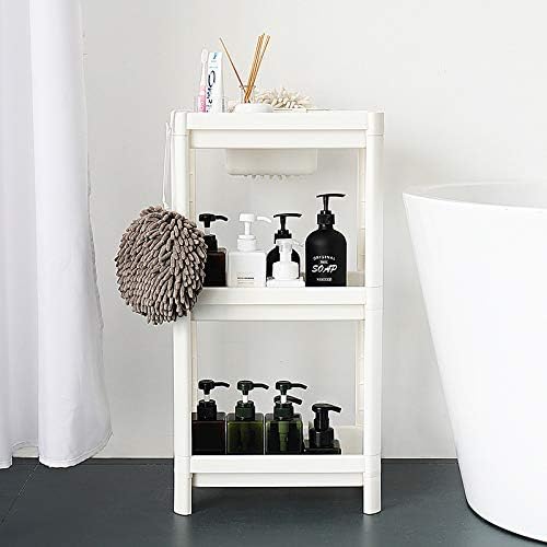 SKUDGEAR 3-Tier Multi-Functional Plastic Bathroom Kitchen Living Room Storage Rack Space Saving Organizer