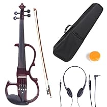 Cecilio 4/4 CEVN-2NA Solid Wood Mahogany Metallic Electric / Silent Violin with Ebony Fittings in Style 2 (Full Size)
