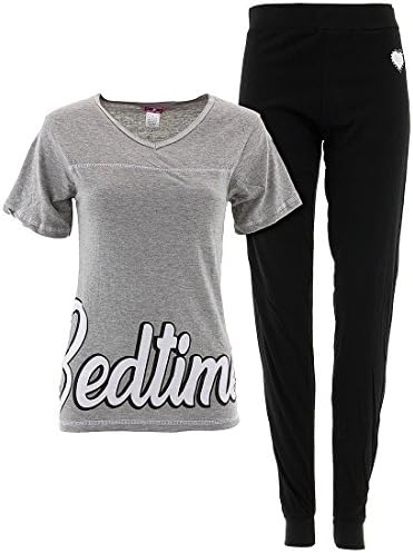 Glam Jamz Juniors Bedtime Gray Black Pajamas S