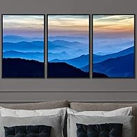 3 Piece Framed Canvas Wall Art Blue Sunset Canvas Prints Home Artwork Decoration for Living Room,Bedroom - 16