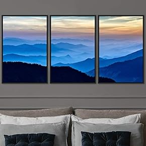 signwin 3 Piece Framed Canvas Wall Art Blue...