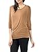 TWINTH Womens 3/4 Sleeve Dolman Drape Top with Side Shirring Loose Fit Tunic Top Plus Size