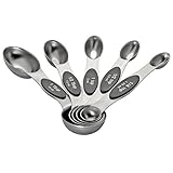 Magnetic Stainless Steel Measuring Spoons with Double Ends for Measuring Dry and Liquid Ingredients, Set of 5